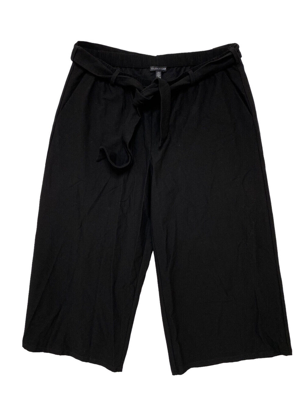 EILEEN FISHER System Wide Leg Crop Belted Pants Pockets Medium Capsule #F18TL